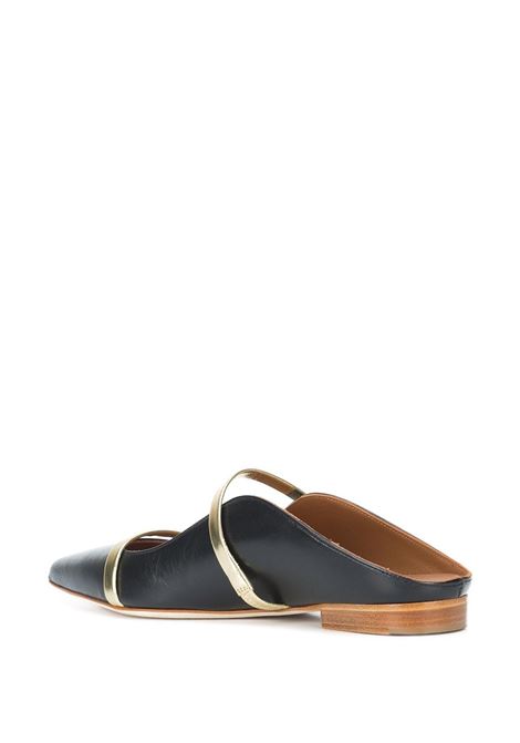 Black and gold Maureen flat mules - women MALONE SOULIERS | MAUREENFLAT29BLKGLD